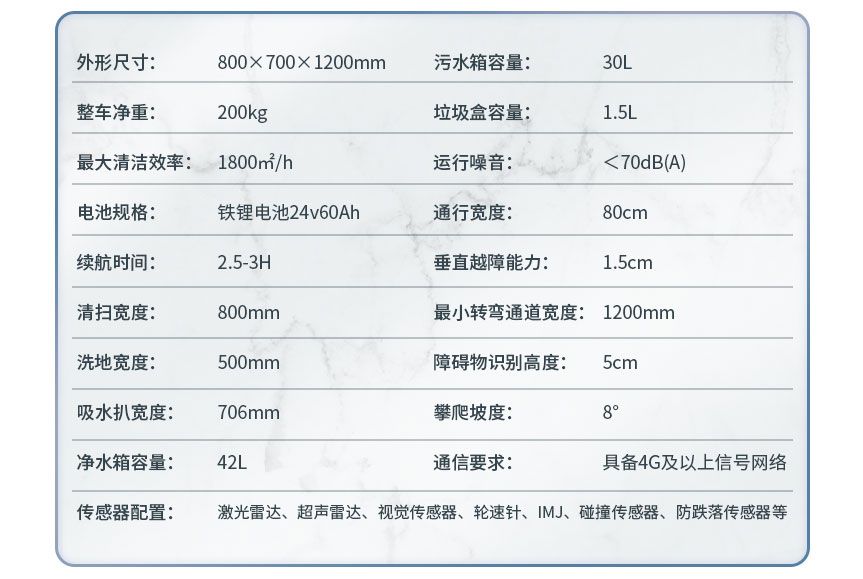 特沃斯智能清洁机器人 参数